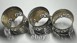 Antique 3 Cup Holders Russian SILVER 875 Vintage Soviet USSR GOLD plated 68