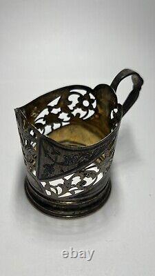 Antique 3 Cup Holders Russian SILVER 875 Vintage Soviet USSR GOLD plated 68