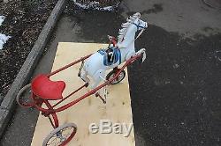 Antique Metal Pedal Car. Russian Soviet USSR very rare old horse pedals