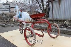 Antique Metal Pedal Car. Russian Soviet USSR very rare old horse pedals