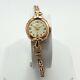 Antique Russian Soviet 14k Rose Gold And Platinum K100 Ladies Wind Up Watch 7in