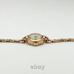 Antique Russian Soviet 14K Rose Gold and Platinum K100 Ladies Wind Up Watch 7in