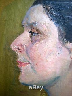 Antique Russian Soviet Oil Painting Neratova 1940 Self Portrait Museum Quality