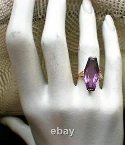 Antique Russian Soviet USSR 14K 583 Rose Pink Gold Alexandrite Marquise Ring 7.5