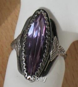 Antique Russian Sterling 875 Silver Ag Ring 6.5 Soviet Stone Alexandrite Purple