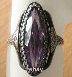 Antique Russian Sterling 875 Silver Ag Ring 6.5 Soviet Stone Alexandrite Purple