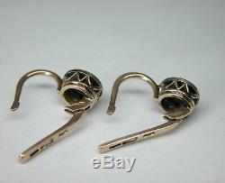 Antique Soviet Russian 583 14k Rose Gold Diamond Earrings