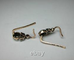 Antique Soviet Russian 583 14k Rose Gold Diamond Earrings