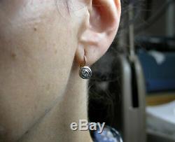 Antique Soviet Russian 583 14k Rose Gold Diamond Earrings