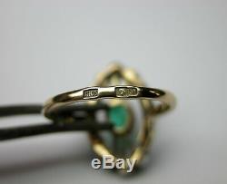 Antique Soviet Russian 750 18k Gold Emerald Diamond Ring Vintage