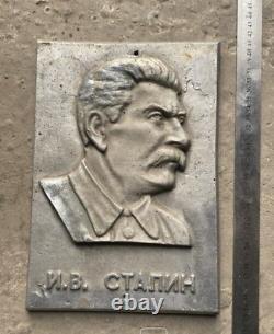 Antique Stalin Plate Russian Soviet USSR Decor Interiror Aluminum Wall Old 20th