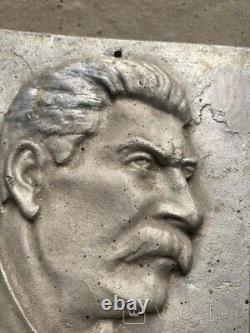 Antique Stalin Plate Russian Soviet USSR Decor Interiror Aluminum Wall Old 20th