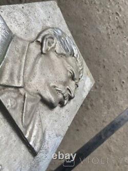 Antique Stalin Plate Russian Soviet USSR Decor Interiror Aluminum Wall Old 20th