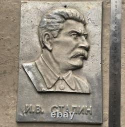 Antique Stalin Plate Russian Soviet USSR Decor Interiror Aluminum Wall Old 20th