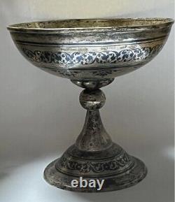 Antique Sterling Silver 875 Kubachi Bowl Russian Niello Soviet USSR Rare Old 20c