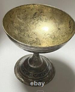 Antique Sterling Silver 875 Kubachi Bowl Russian Niello Soviet USSR Rare Old 20c