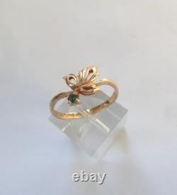 Antique USSR Soviet Union Russian 583 Solid 14K Gold Blue Stone Ring 1.9g Sz 8
