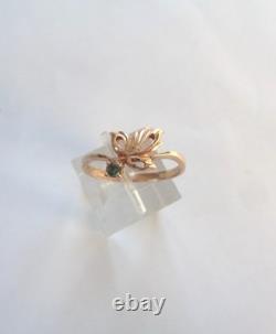 Antique USSR Soviet Union Russian 583 Solid 14K Gold Blue Stone Ring 1.9g Sz 8