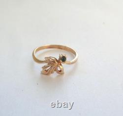 Antique USSR Soviet Union Russian 583 Solid 14K Gold Blue Stone Ring 1.9g Sz 8
