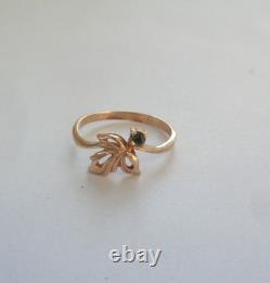 Antique USSR Soviet Union Russian 583 Solid 14K Gold Blue Stone Ring 1.9g Sz 8