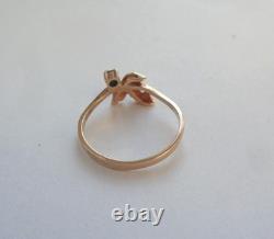 Antique USSR Soviet Union Russian 583 Solid 14K Gold Blue Stone Ring 1.9g Sz 8