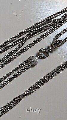 Antique Ussr Soviet Imperial Russian Silver 84 Long Double Strand (Loop) Chain