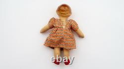 Antique Vintage Soviet Russian Cloth Doll Girl Head Compressed Sawdust Soft Body