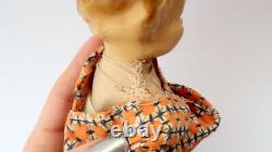 Antique Vintage Soviet Russian Cloth Doll Girl Head Compressed Sawdust Soft Body