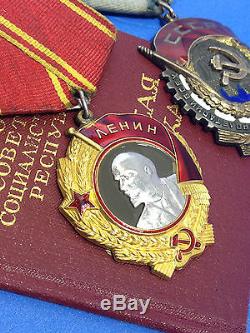 Authentic SOVIET RUSSIAN LENIN SET ORDER BADGE GOLD & PLATINUM MEDALS #283703