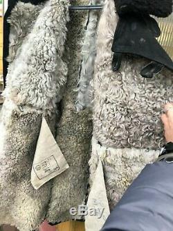 Bekesha Shearling Jacket Russian Army Officer Winter Sheepskin Coat USSR BLACK