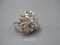 Big Antique Soviet USSR Etched Sterling Silver 925 Ring Women's Jewelry Size 7.5