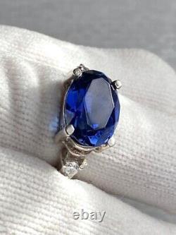 Big Vintage Soviet USSR Ring Sterling Silver 925 Spinel Women's Jewelry Size 7
