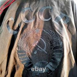 Black Track Suit USSR CCCP VIintage Soviet Union Russian Size XL Embossed Back