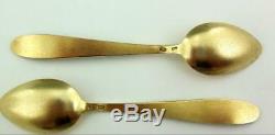 Cased Set Of 6 Soviet Russian Solid Silver Gilt Enamel Spoons