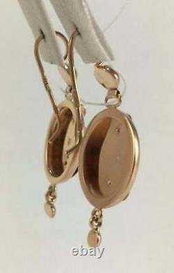 Chic Rare Vintage SAMOVARS Earrings USSR Soviet Russian Solid Rose Gold 583 14K