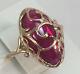 Chic Rare Vintage Unique Ussr Russian Soviet Solid Gold Ring Ruby 583 14k Size 9