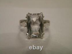 Chic Rock Crystal Ring Vintage USSR Russian Soviet Sterling Silver 875 Size 6.5