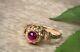 Chic Vintage Russian Soviet Rose Gold Ring Ruby 583 14k Jewelry Ussr Size 6.5
