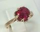 Chic Vintage Soviet Ussr Unique Solid Rose Gold 583 14k Ring Ruby Russian Size 9