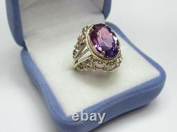 Chic Vintage USSR Russian Soviet Sterling Silver 875 Ring Sapphire Stone Size 7