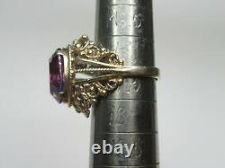 Chic Vintage USSR Russian Soviet Sterling Silver 875 Ring Sapphire Stone Size 7