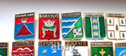 City coats of arms Tver Region 25 RARE USSR Soviet russian badges pins