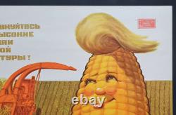 Corn Harvest In Ussr Rare Soviet Russian Farming Agriculture Propaganda Poster