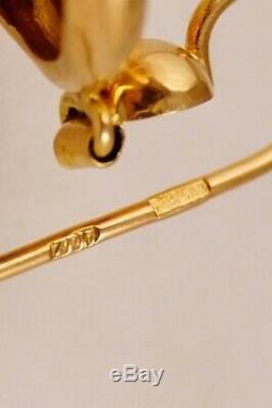 Cute Rare Vintage SAMOVARS Earrings USSR Soviet Russian Solid Rose Gold 583 14K
