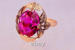 Cute Vintage Original USSR Russian Soviet Rose Gold Ring Corundum 583 14K Size 7