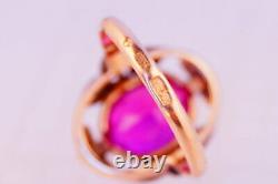 Cute Vintage Original USSR Russian Soviet Rose Gold Ring Corundum 583 14K Size 7