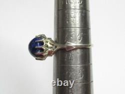 Cute Vintage Soviet Ring Russian Sterling Silver 925 Lapis Lazuli USSR Size 8