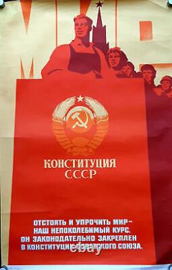 DEFEND & FIGHT FOR PEACE USSR CONSTITUTION RUSSIAN SOVIET POSTER by BRISKIN