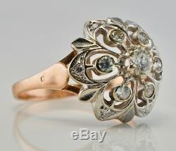 Diamond Ring Russian USSR. 44cttw 14K Pink Rose Gold Soviet Union Vintage