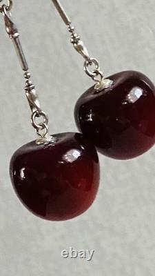 Earrings Cherries silver 22 karat 925 USSR Vintage Russian Soviet gift 194